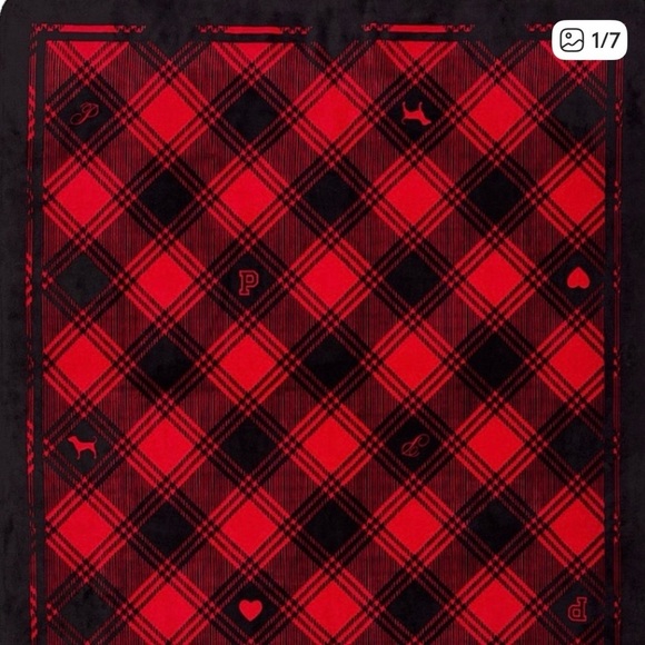 PINK Victoria's Secret Other - Victoria’s Secret Pink  Red & Black Buffalo Plaid Sherpa Fleece Blanket 2025 New